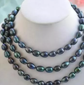 Новое ожерелье из таитянского черного натурального жемчуга диаметром 7–8 мм, 48 дюймов