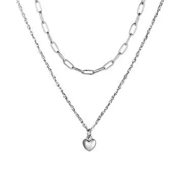 Новое ожерелье из титановой стали с персиковым сердечком, женское хип-хоп сладкое нишевое двухслойное ожерелье с цепочкой на ключице