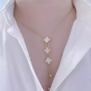 Новое ожерелье из титановой стали с четырьмя листами клевера, легкое, роскошное, простое, темпераментное, изысканное, не теряющее цвет женское ожерелье