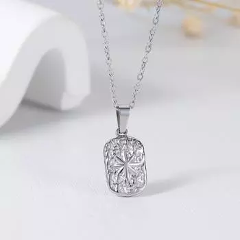 Новое ожерелье из титановой стали с покрытием из 18-каратного золота с трехмерной гидравлической прямоугольной гексаграммой для женщин, модная цепочка на ключицу