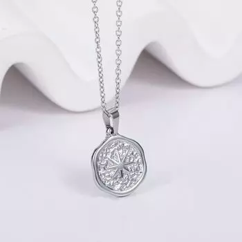 Новое ожерелье из титановой стали с покрытием из 18-каратного золота с нерегулярными вогнуто-выпуклыми складками, геометрическое шестиугольное трехмерное октаграммное ожерелье для женщин