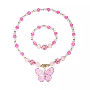 Новое ожерелье на ключицу для девочки, ожерелье принцессы с цветным кристаллом циркония, ожерелье-браслет с бабочкой из циркония для детей розовый