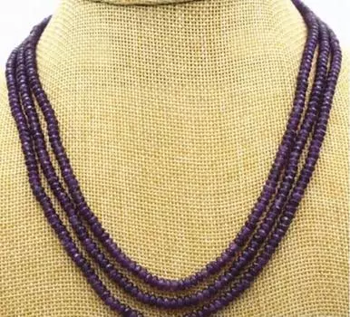 Новое ОЖЕРЕЛЬЕ НАТУРАЛЬНОЕ 3 РЯДА 2Х4мм ГРАНЕННЫЕ БУСИНЫ