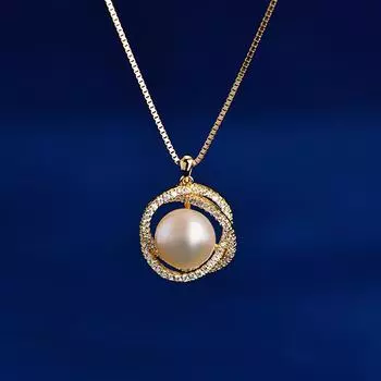 Новое ожерелье премиум-класса Lucky Natural Presswater Pearl с подвеской из стерлингового серебра S925 пробы золотистый
