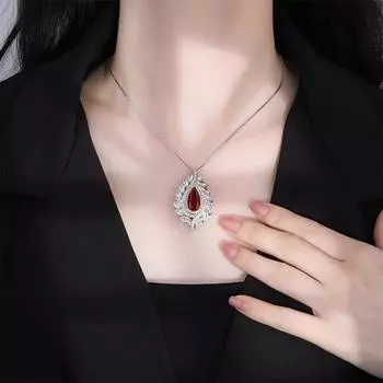 Новое ожерелье S925 Pigeon Blood Ruby, имитация изумруда, ожерелье Paraiba