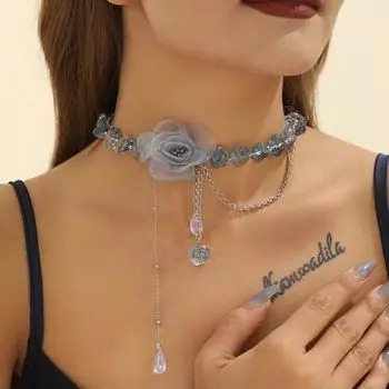 Новое ожерелье с бахромой из кристаллов и цветов, модный дизайн, женское цветочное ожерелье, подарок на свадьбу