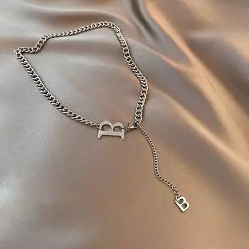 Новое ожерелье с буквой B, высокое чувство, легкая роскошь, изысканный нишевый дизайн, хип-хоп ключичная цепочка