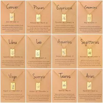 Новое ожерелье с двенадцатью знаками зодиака, модное геометрическое квадратное ожерелье с подвеской, кулон в виде созвездия, цепочка на ключицу