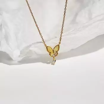 Новое ожерелье с инкрустацией из циркония и бриллиантов, белая рябчиковая бабочка, ключичная цепочка, простой и легкий роскошный дизайн