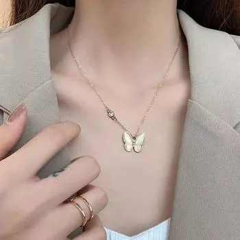 Новое ожерелье с камнем «кошачий глаз» и бабочкой для женщин, дизайн меньшинства, смысловой воротник, цепочка, свет, роскошный шарм, кулон, ожерелье