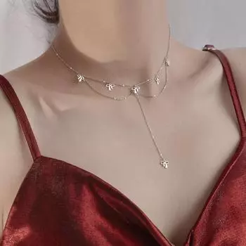 Новое ожерелье с кисточками и бантом, цепочка на ключицу для женщин, модные ювелирные изделия, аксессуары, подарок на свадьбу
