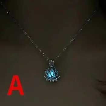 Новое ожерелье с кулоном в виде лотоса из светящегося камня, модное женское ожерелье с полым лотосом, креативный светящийся кулон, праздничное ювелирное украшение, подарок A