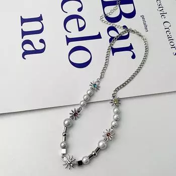 Новое ожерелье с подсолнухом, светлое роскошное нишевое мужское дизайнерское ожерелье, модное ожерелье из титановой стали, жемчужное ожерелье, ювелирные аксессуары