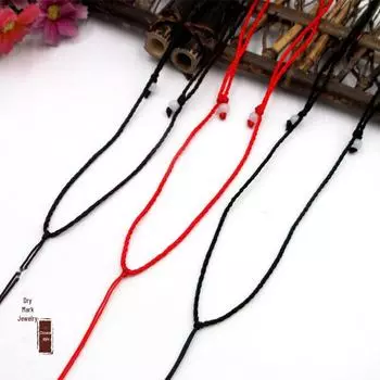 Новое ожерелье с подвеской из нефрита с 2 бусинами и шнурком-веревкой красный