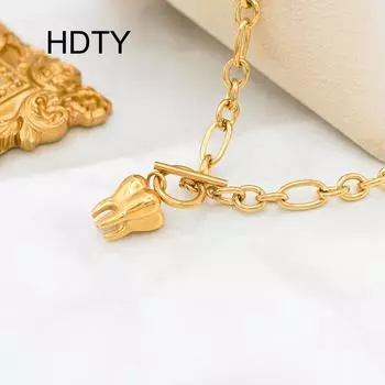 Новое ожерелье с подвеской из титановой стали и зубцами OT, модное, темпераментное, в стиле хип-хоп золотой