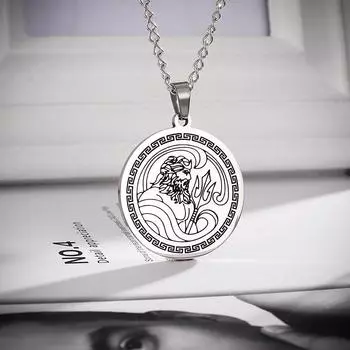 Новое ожерелье с подвеской «Поседон» из титановой стали, винтажное мужское ожерелье-свитер серебряный