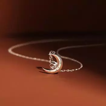Новое ожерелье с подвеской в виде луны и кролика зодиака для женщин, подарок на Новый год, модное женское серебро 925 пробы, цепочка на ключицу, изысканное ожерелье с животными
