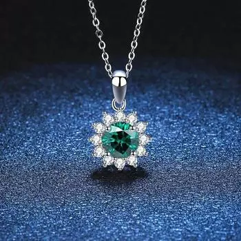 Новое ожерелье с подвеской в виде муассанита и снежинки для женщин, стерлинговое серебро 925 пробы, 1 карат, ожерелье с драгоценными камнями и бриллиантами, изысканные подарочные ювелирные изделия 1ct зелёный