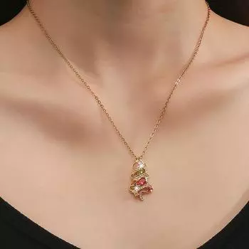 Новое ожерелье с подвеской в виде рождественской елки из цветного циркона, женская легкая роскошная модная дизайнерская модная цепочка на ключицу