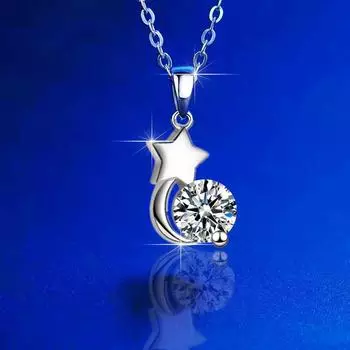 Новое ожерелье с подвеской в виде звезды и луны из стерлингового серебра S925, женская мода, простая цепочка для ключицы