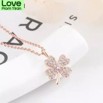 Новое ожерелье с подвеской в виде четырехлистного клевера на ключице, серебряное ожерелье с цирконием AAA 925 пробы, ювелирные украшения для женщин, свадьба