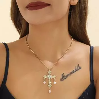 Новое ожерелье с подвеской в виде креста и жемчуга, персонализированное ожерелье в стиле хип-хоп, унисекс, панк-украшения