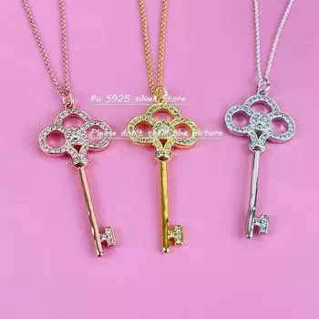 Новое ожерелье с подвеской в виде короны из розового золота и серебра S925, женская цепочка для свитера, цепочка с костяной цепочкой, модные ювелирные изделия 45cm золотой