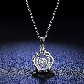Новое ожерелье с подвеской в виде короны из настоящего муассанита VVS1 D Color Pure S925, стерлинговое серебро 18 карат, позолоченное ювелирное изделие, подарок для женщин