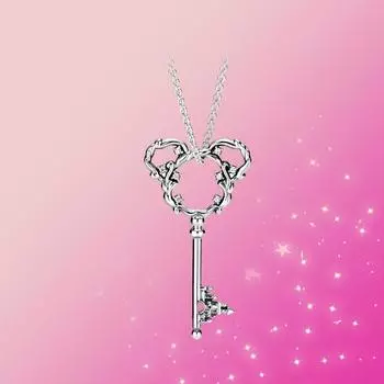 Новое ожерелье с подвеской в виде мыши из стерлингового серебра 925 пробы, подвеска в виде ключа от замка Fantasyland, подходит для оригинального модного ожерелья для женщин, ювелирные изделия в подарок