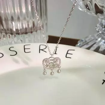 Новое ожерелье с замком безопасности в китайском стиле, женское, в национальном стиле, в китайском стиле, легкая, роскошная, с чувством стиля, цепочка на ключицу