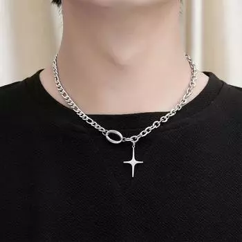 Новое ожерелье в стиле хип-хоп Crossing Star Mango из титановой стали, мужская универсальная цепочка на ключицы, женские аксессуары