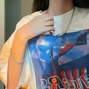 Новое ожерелье в виде кубиков, женское ожерелье на ключицы для горячих девушек, ниша Ins, универсальное невыцветающее ожерелье в стиле хип-хоп из титановой стали