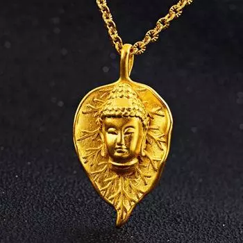 Новое ожерелье золотого цвета с сокровищами Будды для женщин с резной резьбой в виде листьев и транзитным ожерельем для женщин 40CM золотой