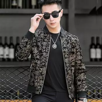 Новое пальто из натуральной кожи, мужская куртка из овчины с принтом, бейсбольный костюм, мотоциклетный весенне-осенний тренд, одинарная кожа 4XL