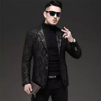 Новое пальто из натуральной кожи, мужской костюм, пальто из овчины с принтом, воротник из перьев, меховой воротник 4XL