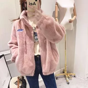 Новое пальто из овечьей шерсти, женское зимнее модное утолщенное плюшевое студенческое хлопковое пальто M абрикосовый