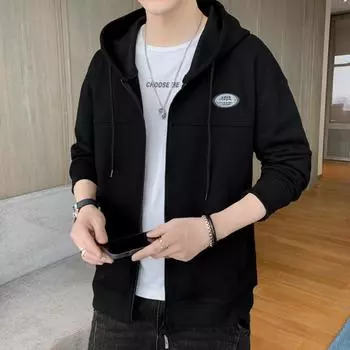 Новое пальто мужское весна-осень удобное для спорта и отдыха модный бренд с капюшоном свободный кардиган на молнии свитшот M