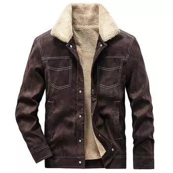 Новое пальто мужское зимнее бархатное утолщенное шерпа рабочая куртка осенне-зимнее теплое хлопковое пальто стираное хлопковое пальто M