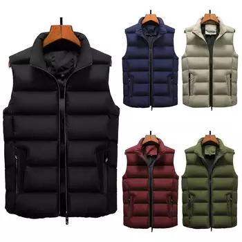 Новое пальто, тренд, зимний пуховый хлопковый кардиган, жилет, тонкий, подходящий для мужчин и женщин L армия зеленый