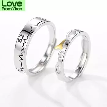 Новое парное кольцо из стерлингового серебра 925 пробы 52 Гц, модное креативное регулируемое кольцо в форме хвоста кита для влюбленных, ювелирный подарок на праздник