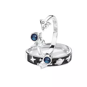 Новое парное кольцо из стерлингового серебра 925 пробы, модное, креативное, астронавт, дева, студент, регулируемые, парные кольца для влюбленных, ювелирные изделия, праздничный подарок