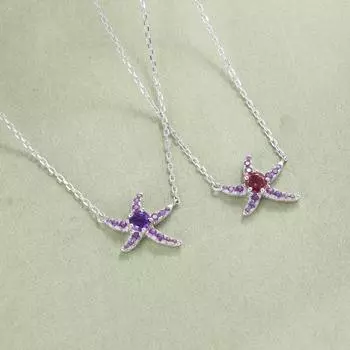 Новое персонализированное модное ожерелье в виде морской звезды, ожерелье с натуральным аметистом и гранатом, ожерелье из стерлингового серебра 925 пробы с драгоценными камнями для женщин