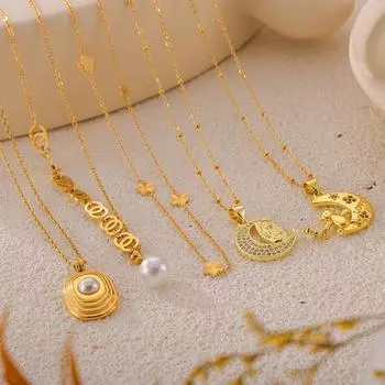 Новое персонализированное ожерелье с подвеской в виде луны из 18-каратного золота с бриллиантами и медным покрытием, модные тенденции для женщин, темпераментные ювелирные изделия