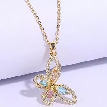 Новое персонализированное высококачественное ожерелье с подвеской в виде бабочки, женское красочное нишевое дизайнерское ожерелье, сексуальное темпераментное ожерелье 50cm золотой