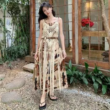 Новое платье для отпуска на берегу моря. Пляжное платье. Дизайн длинного платья трапециевидной формы с камзолом. Длинное платье в пляжном стиле. S