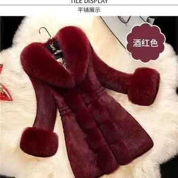 Новое платье из искусственного меха норки для мамы, пальто средней и длинной длины, женское тонкое пальто с воротником из искусственного меха лисы S белый