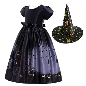 Новое платье на Хэллоуин для маленьких девочек, платье для крещения, черное кружевное платье принцессы для крещения младенцев, день рождения, свадьба, одежда для малышей, От 3 до 12 лет 120 чёрный