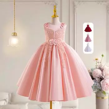 Новое платье принцессы без рукавов для детей - наряд для девочки-цветочницы и ведущей шоу 110cm розовый