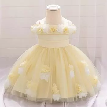 Новое платье принцессы с аппликацией из сетки - пышная юбка без рукавов с бантом для девочек-цветочниц