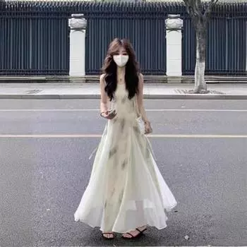 Новое платье-слинг в китайском стиле, женское летнее новое ретро-художественное элегантное длинное платье S